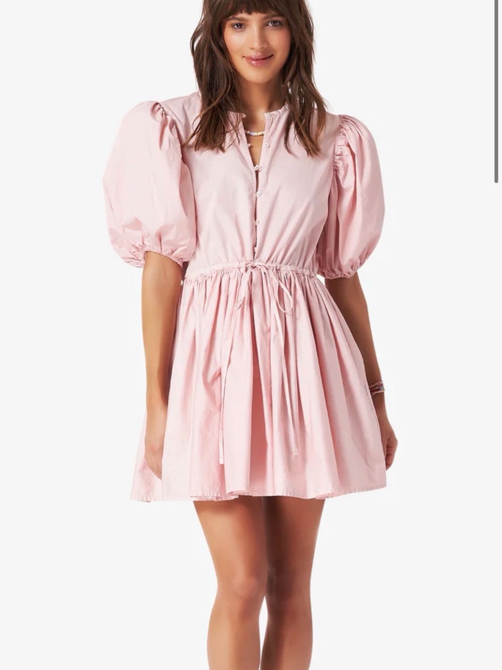 Xirena Size M • Aurie Pink Puff Sleeve Cotton Mini Dress.